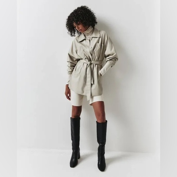 AG Jeans Vegan Leather Chelsea Jacket M in Tan SWOL